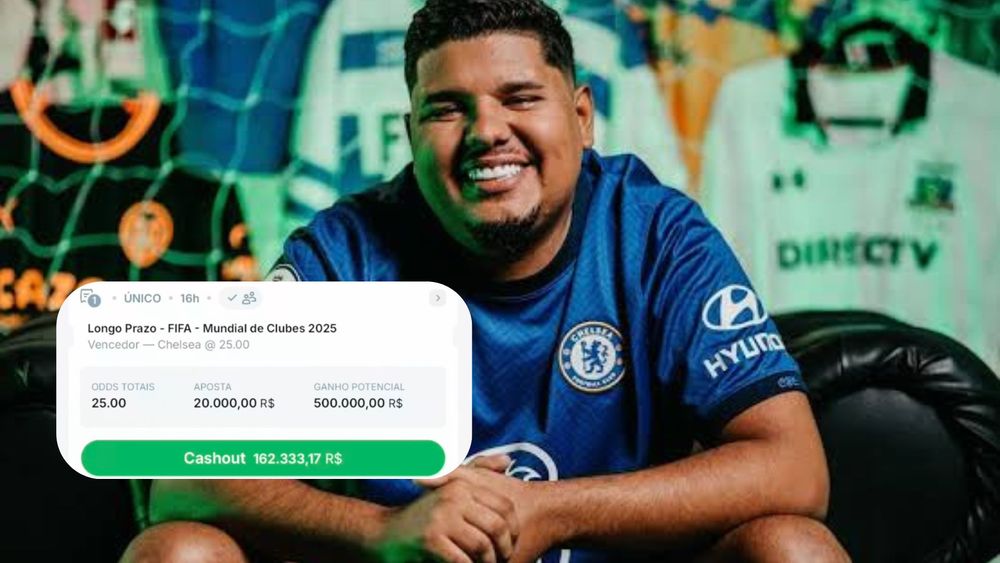Lucas Tylty crava aposta de R$20 mil no Chelsea e leva R$500 mil com vitória no Mundial de Clubes