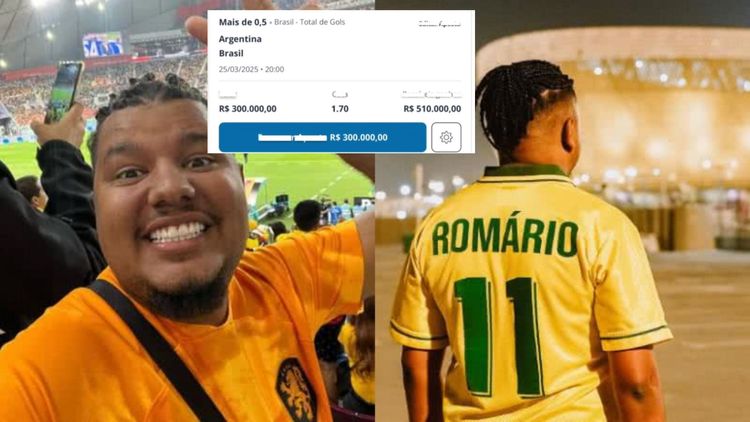 Lucas Tylty aposta R$300 mil em gol do Brasil contra a Argentina e busca meio milhão no Monumental